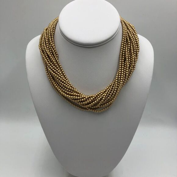 Vintage Carolee Women's Multi Strand Layered Gold Beaded Statement Necklace - Picture 1 of 8